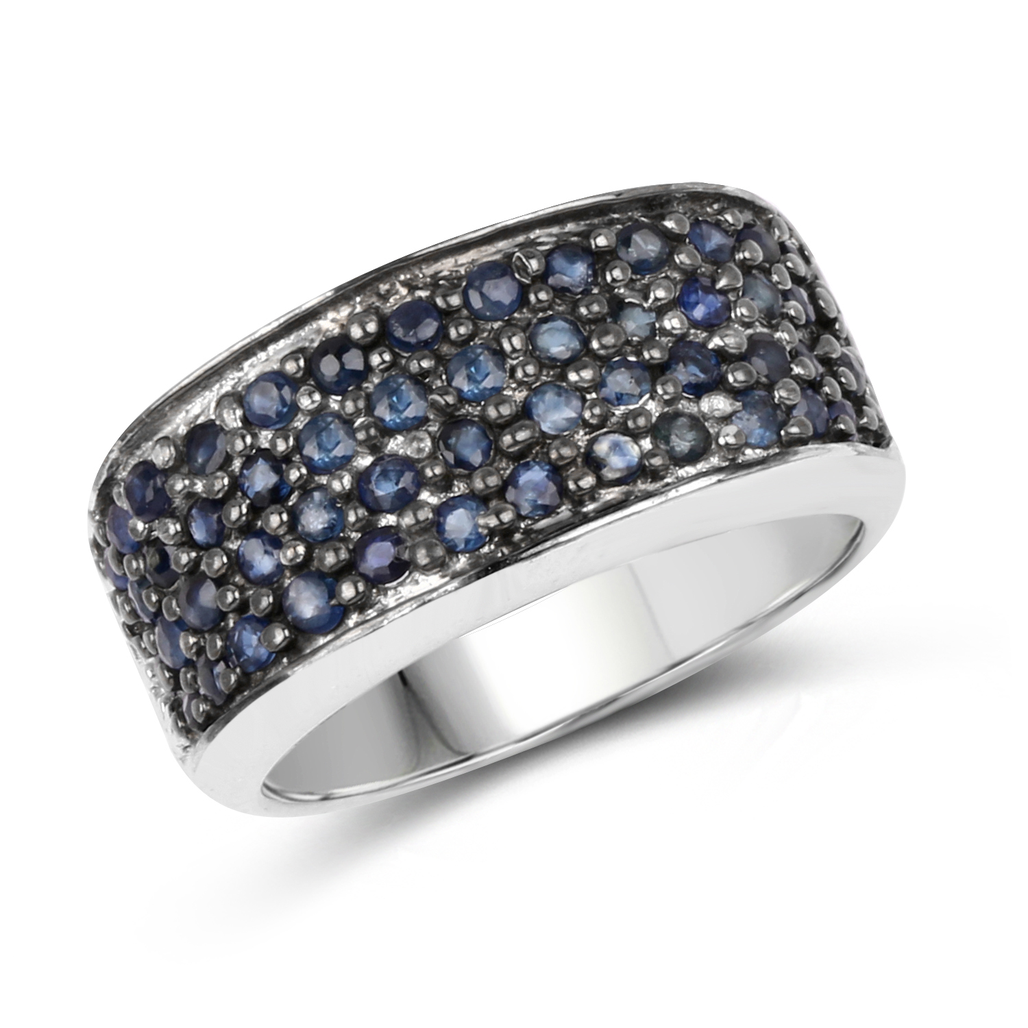 2.13 Carat Genuine Blue Sapphire .925 Sterling Silver Ring