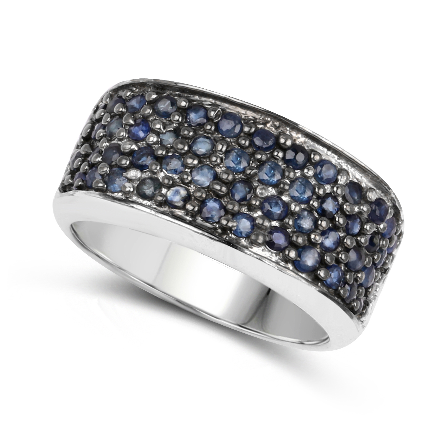 2.13 Carat Genuine Blue Sapphire .925 Sterling Silver Ring