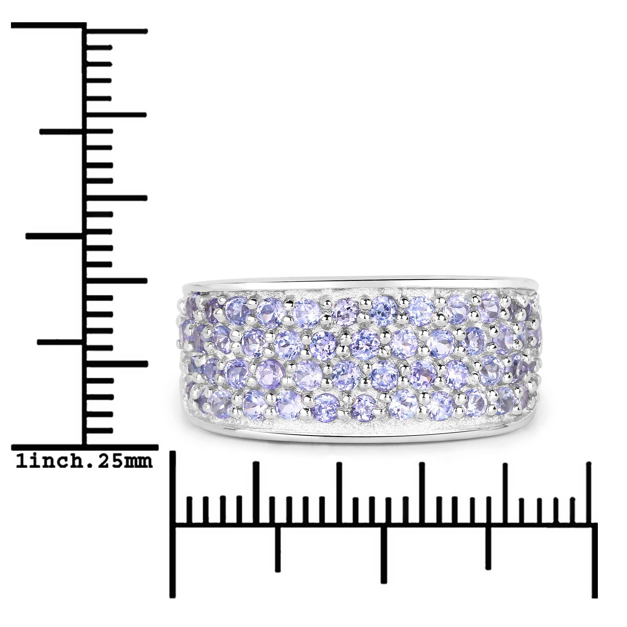 1.42 Carat Genuine Tanzanite .925 Sterling Silver Ring