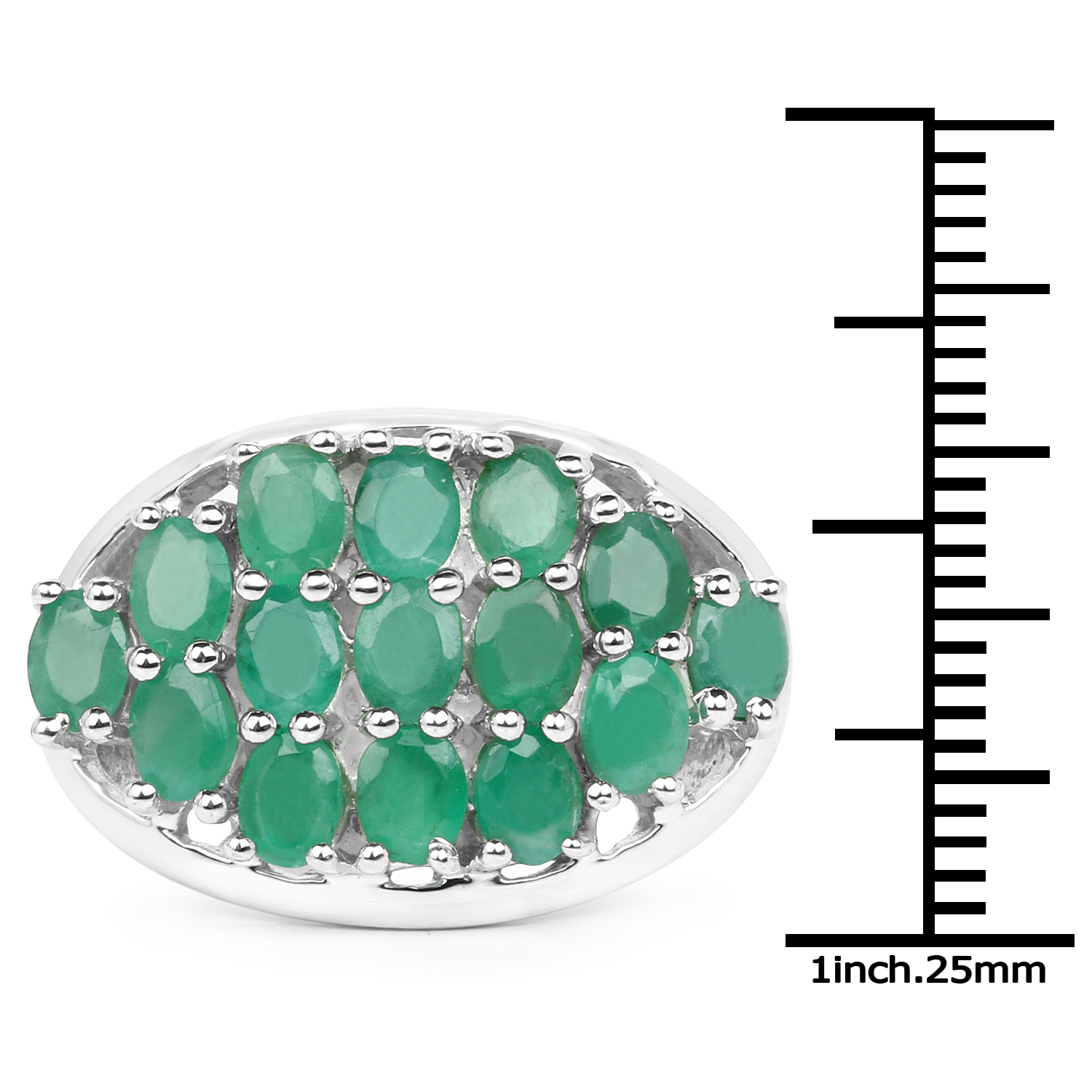 2.10 Carat Genuine Emerald .925 Sterling Silver Ring