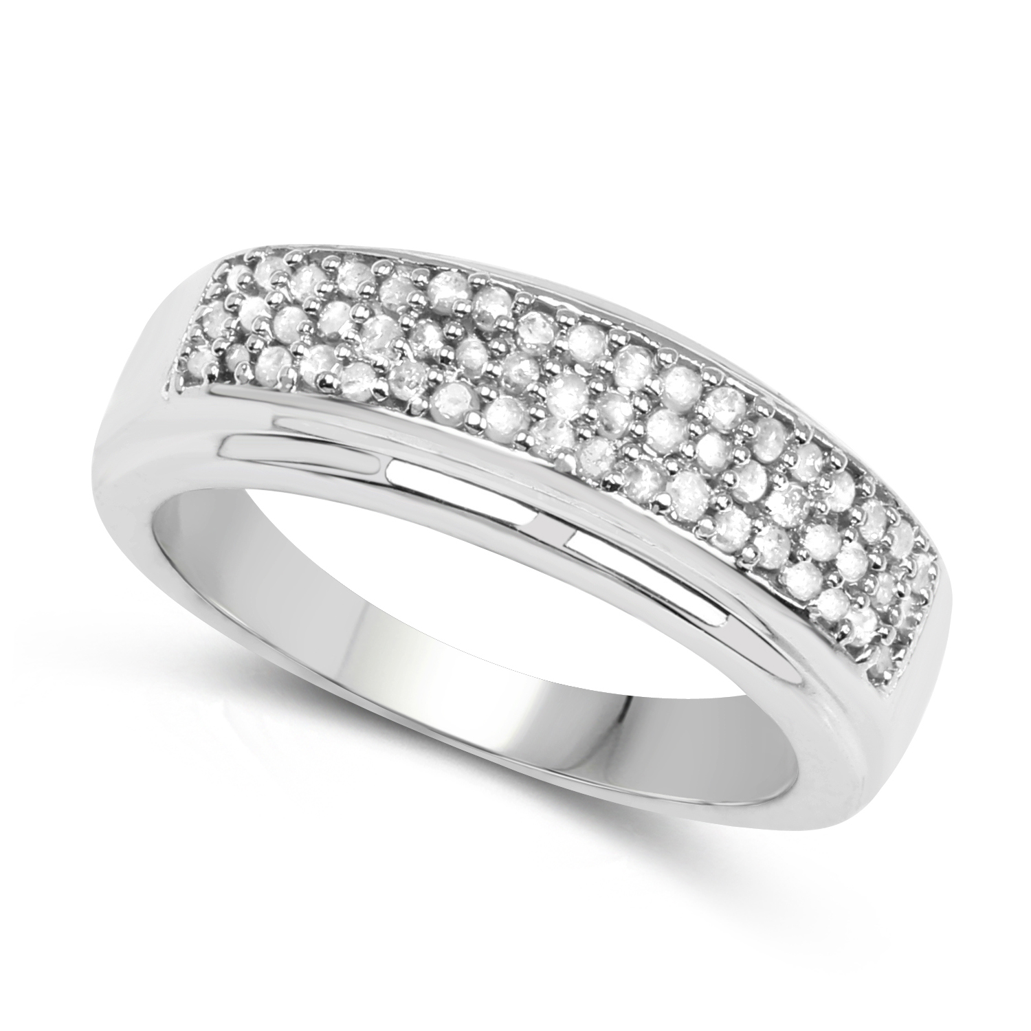 0.29 Carat Genuine White Diamond .925 Sterling Silver Ring