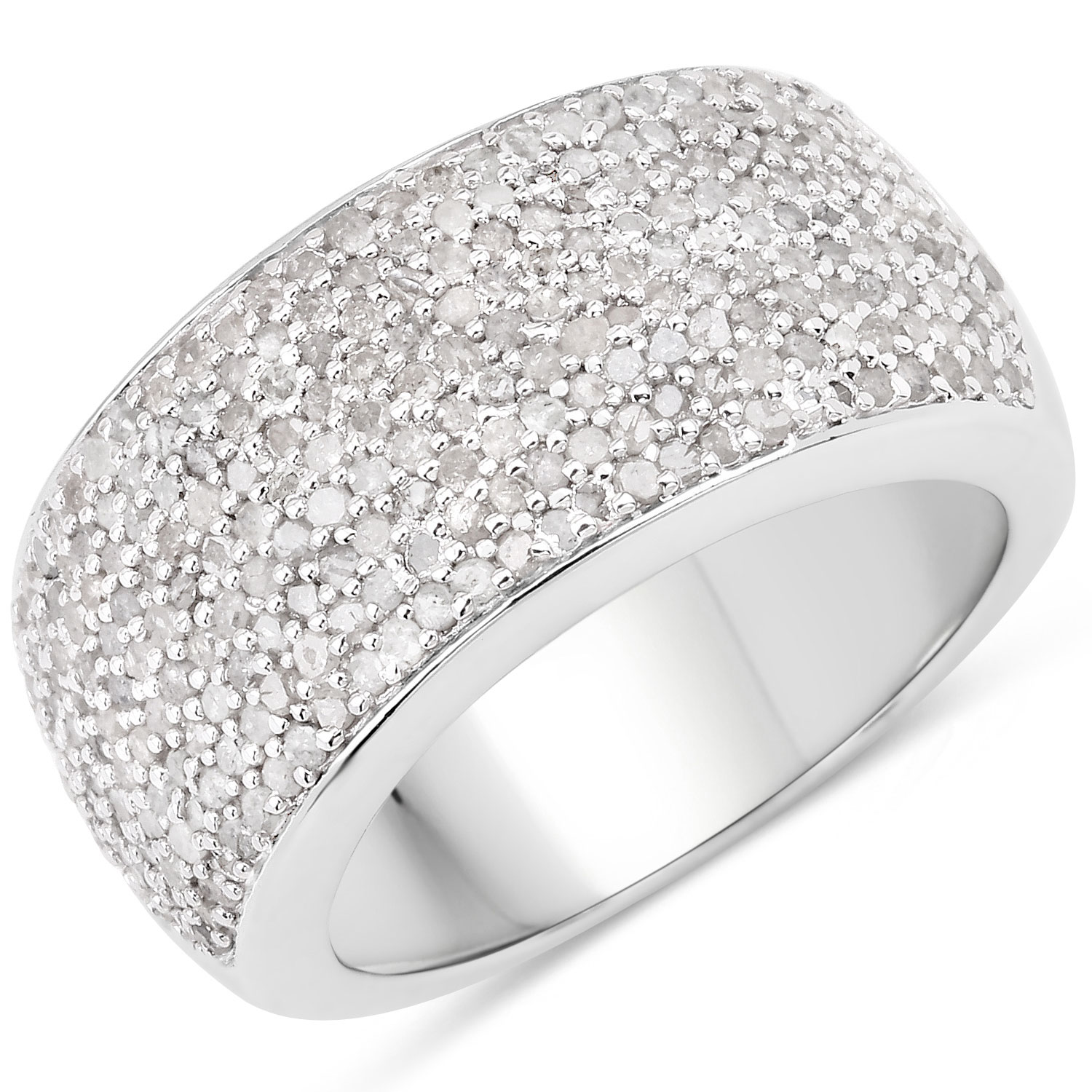 1.09 Carat Genuine White Diamond .925 Sterling Silver Ring