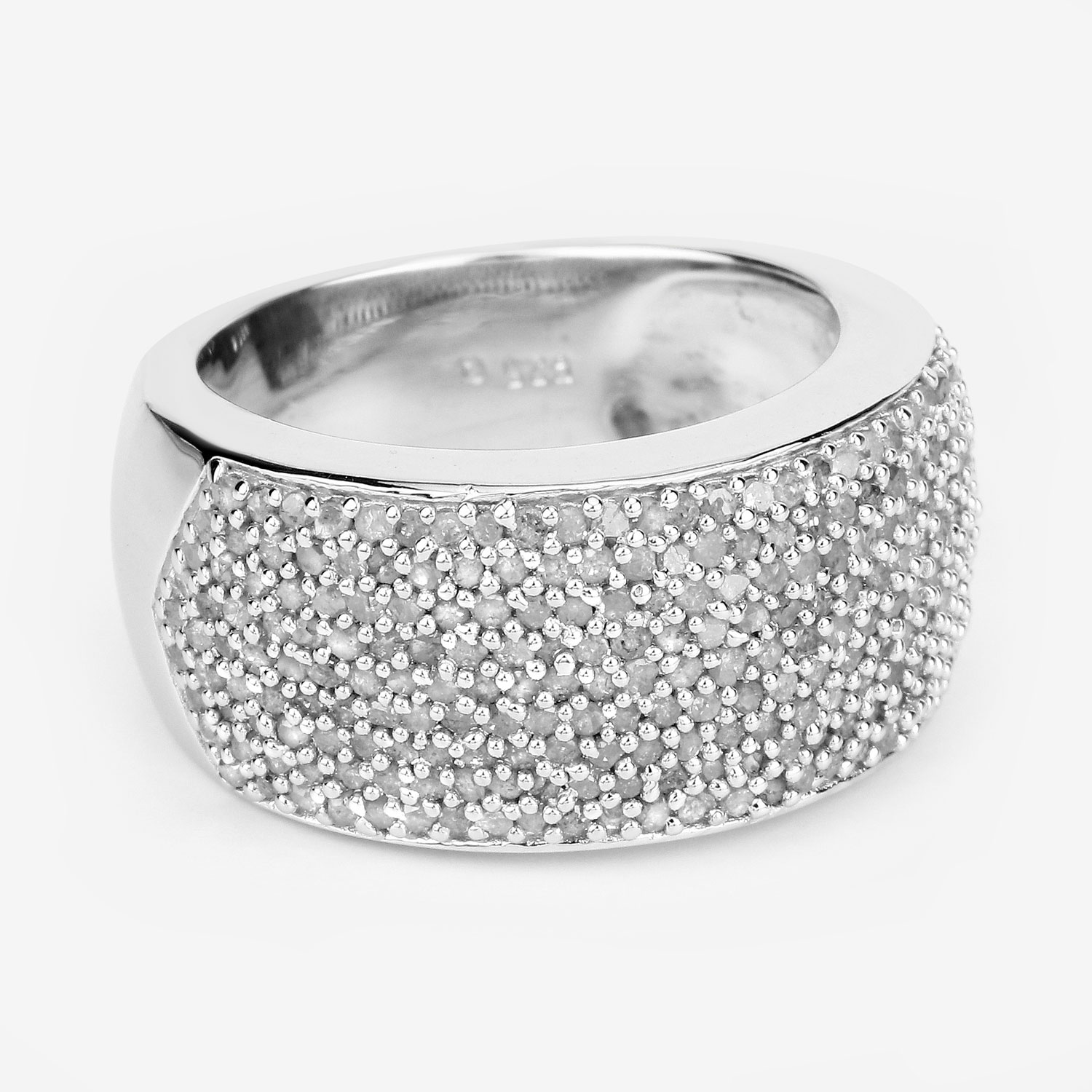 1.09 Carat Genuine White Diamond .925 Sterling Silver Ring