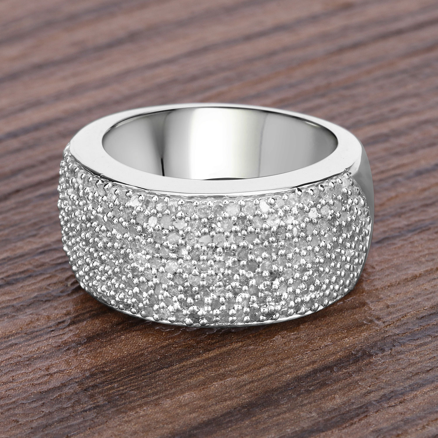 1.09 Carat Genuine White Diamond .925 Sterling Silver Ring