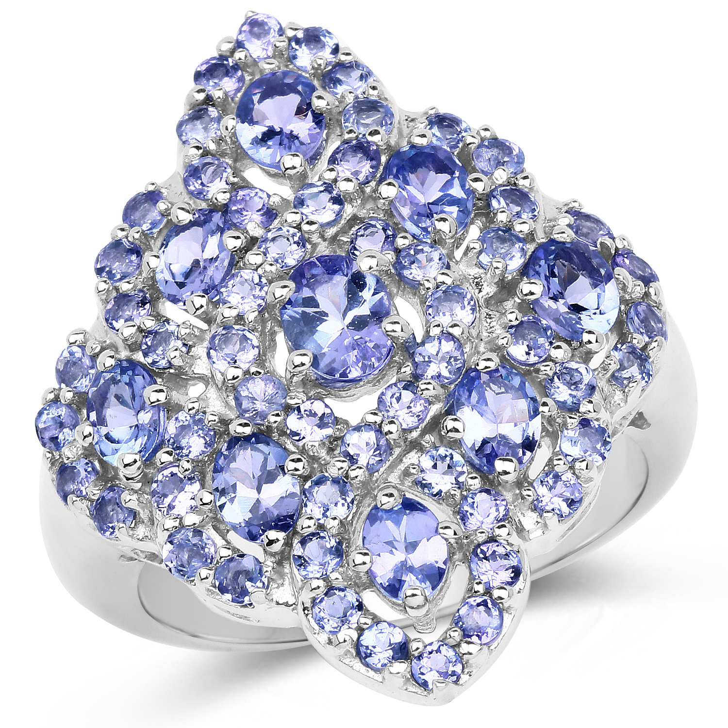 3.31 Carat Genuine Tanzanite .925 Sterling Silver Ring