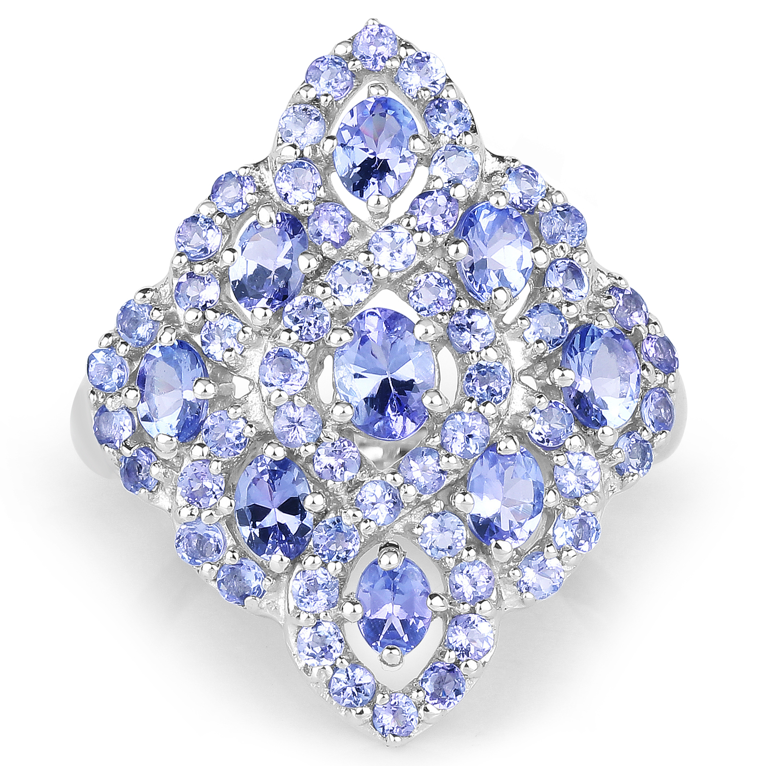 3.31 Carat Genuine Tanzanite .925 Sterling Silver Ring