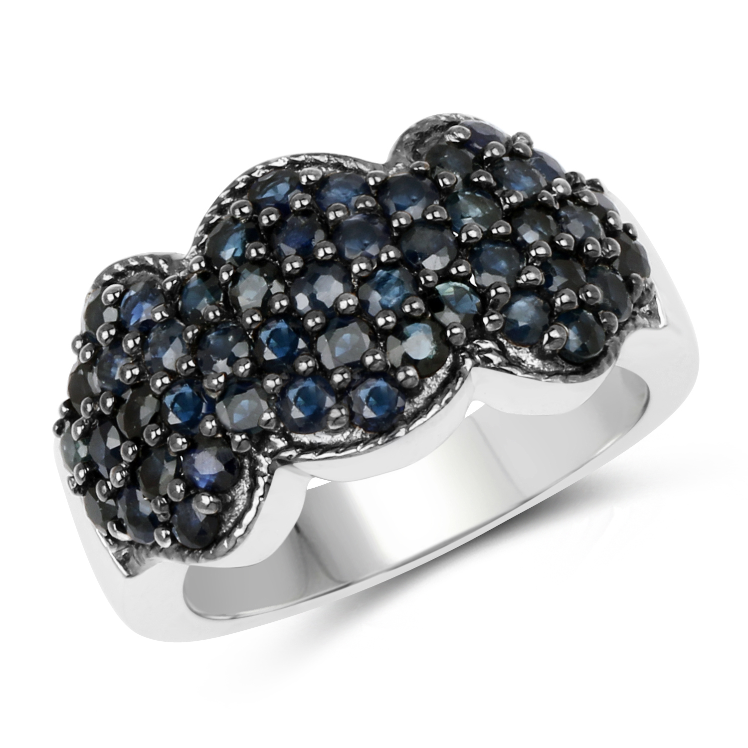 2.35 Carat Genuine Blue Sapphire .925 Sterling Silver Ring