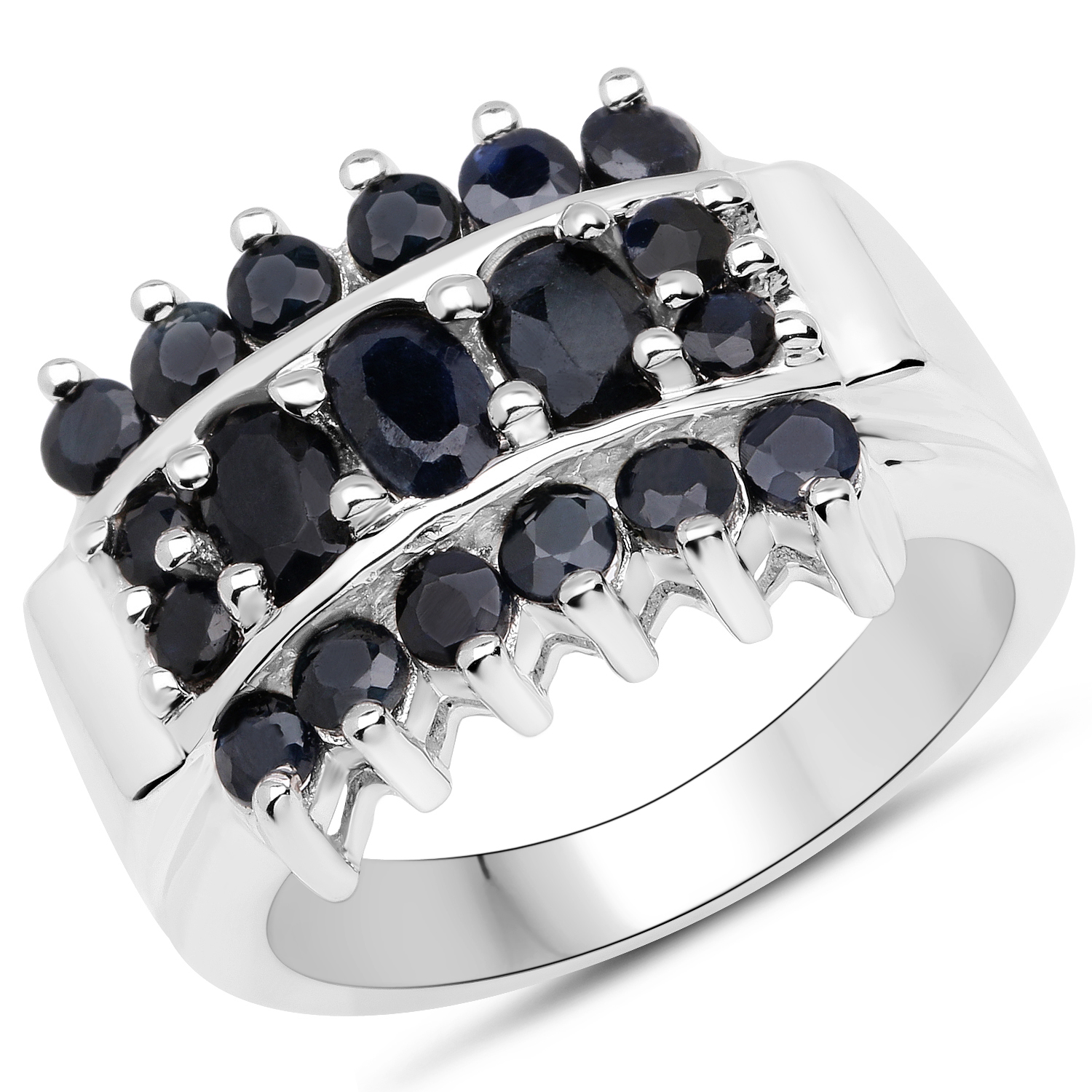 1.54 Carat Genuine Blue Sapphire .925 Sterling Silver Ring