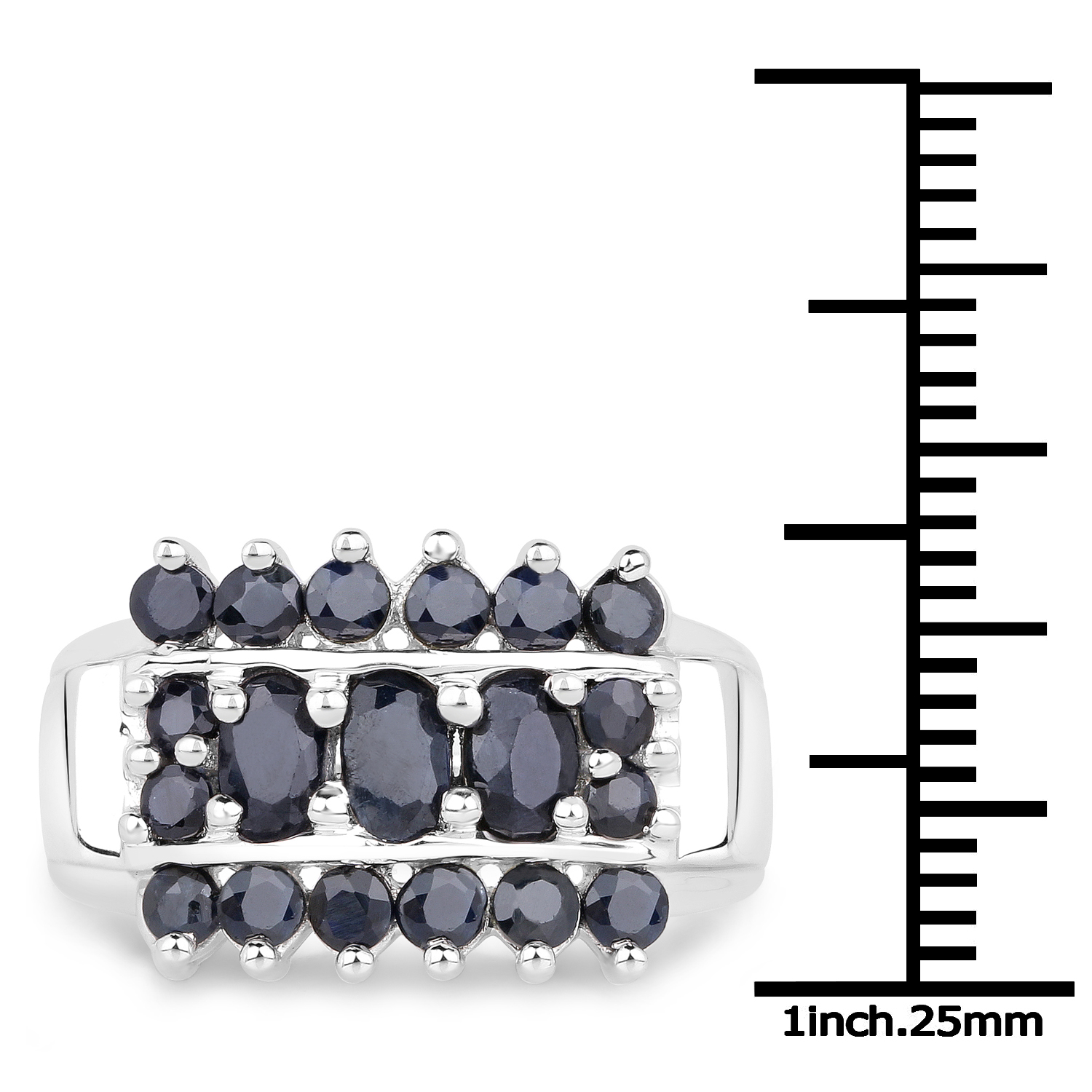 1.54 Carat Genuine Blue Sapphire .925 Sterling Silver Ring