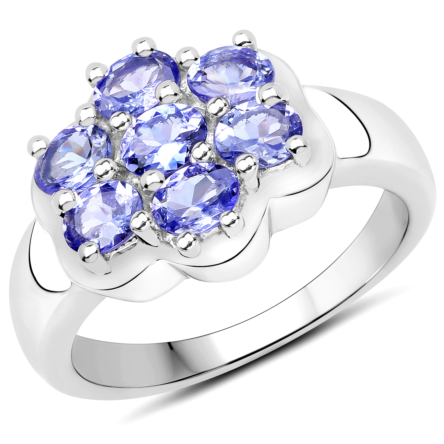 1.19 Carat Genuine Tanzanite .925 Sterling Silver Ring