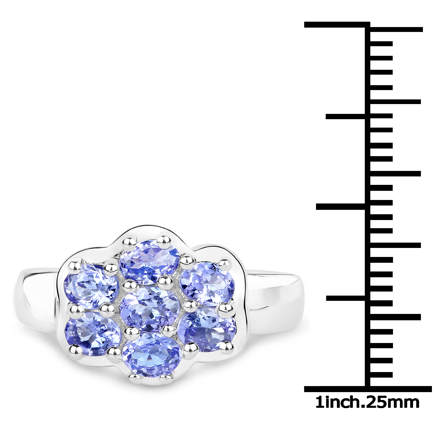 1.19 Carat Genuine Tanzanite .925 Sterling Silver Ring