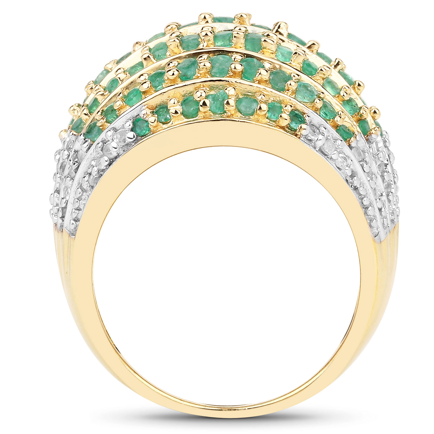 2.16 Carat Genuine Emerald and White Topaz .925 Sterling Silver Ring