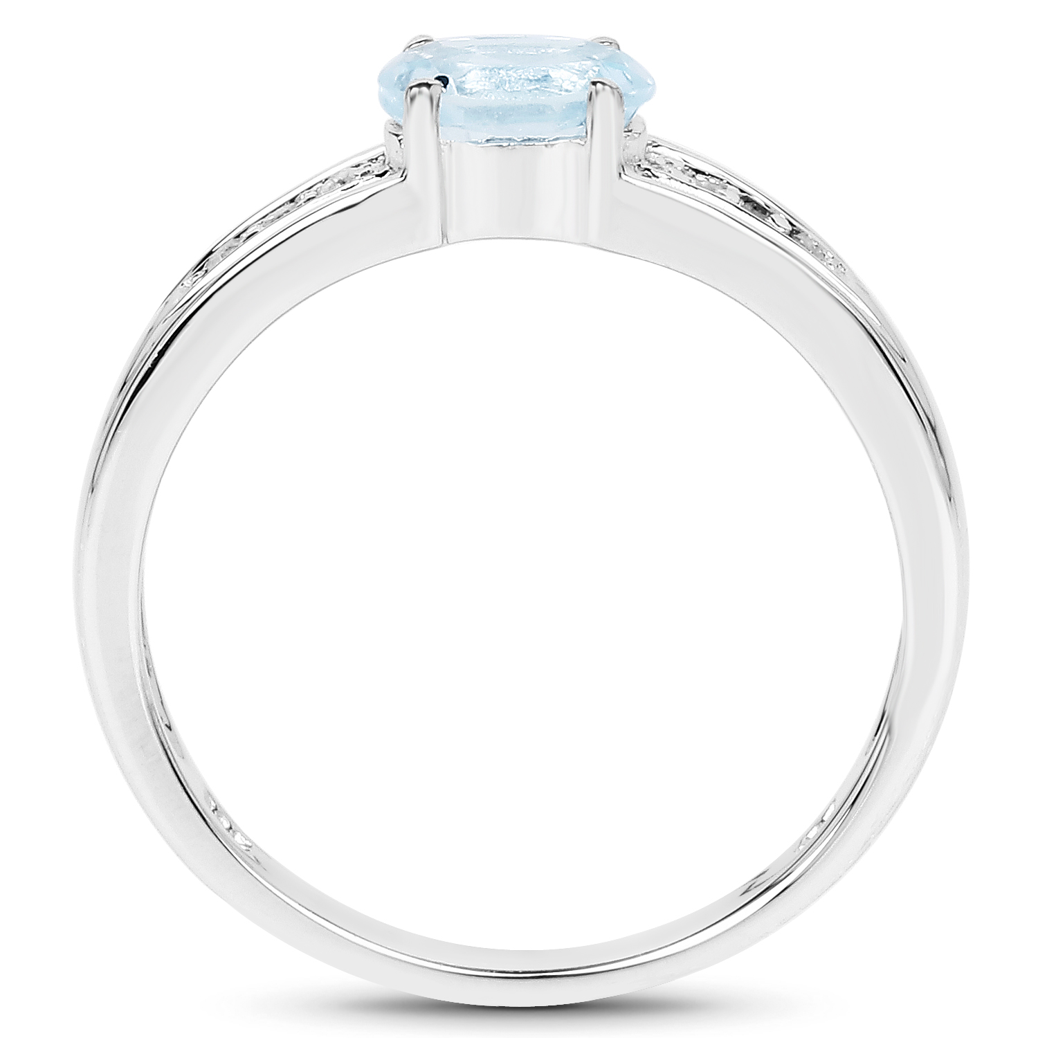 0.55 Carat Genuine Blue Topaz and White Diamond .925 Sterling Silver Ring