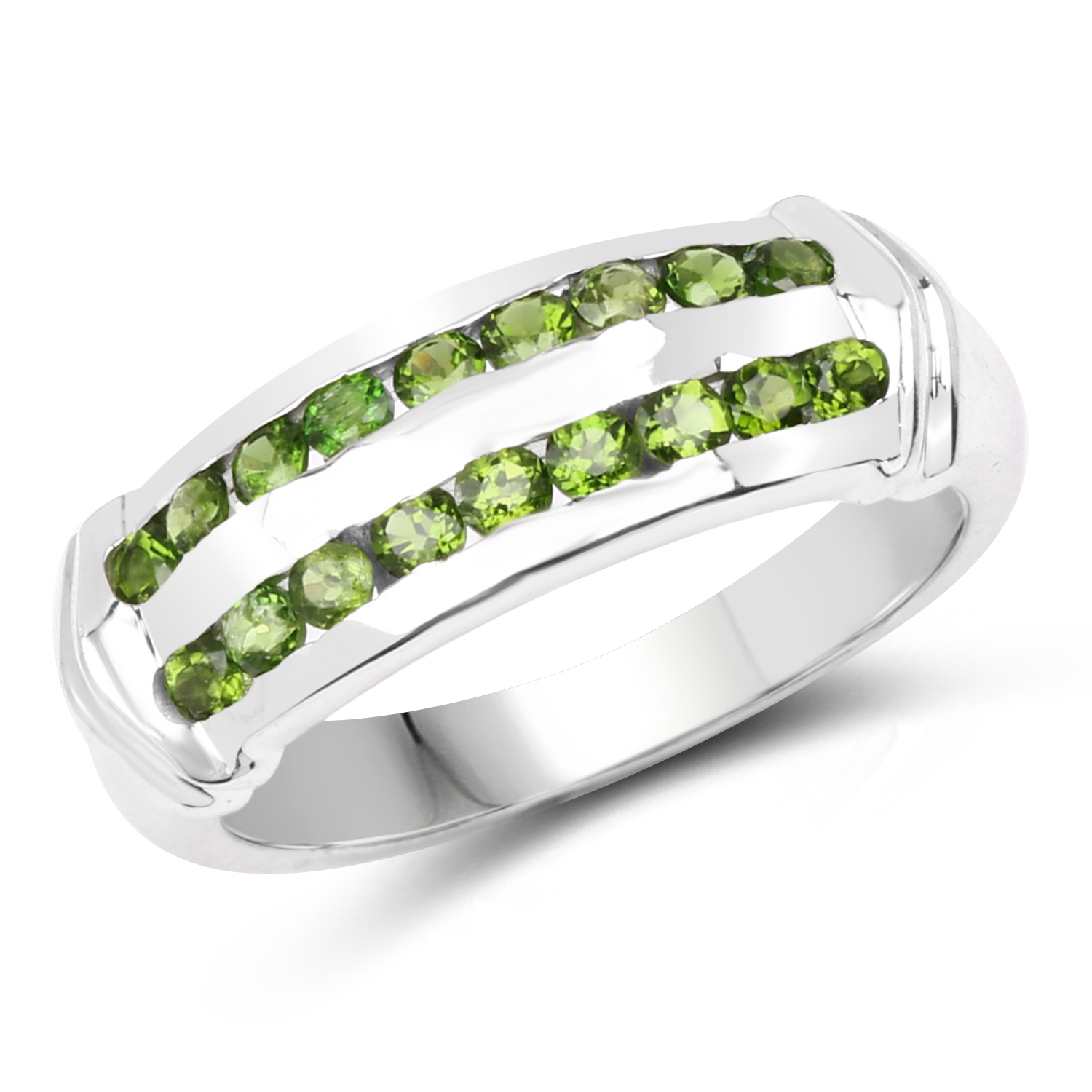 0.72 Carat Genuine Chrome Diopside .925 Sterling Silver Ring