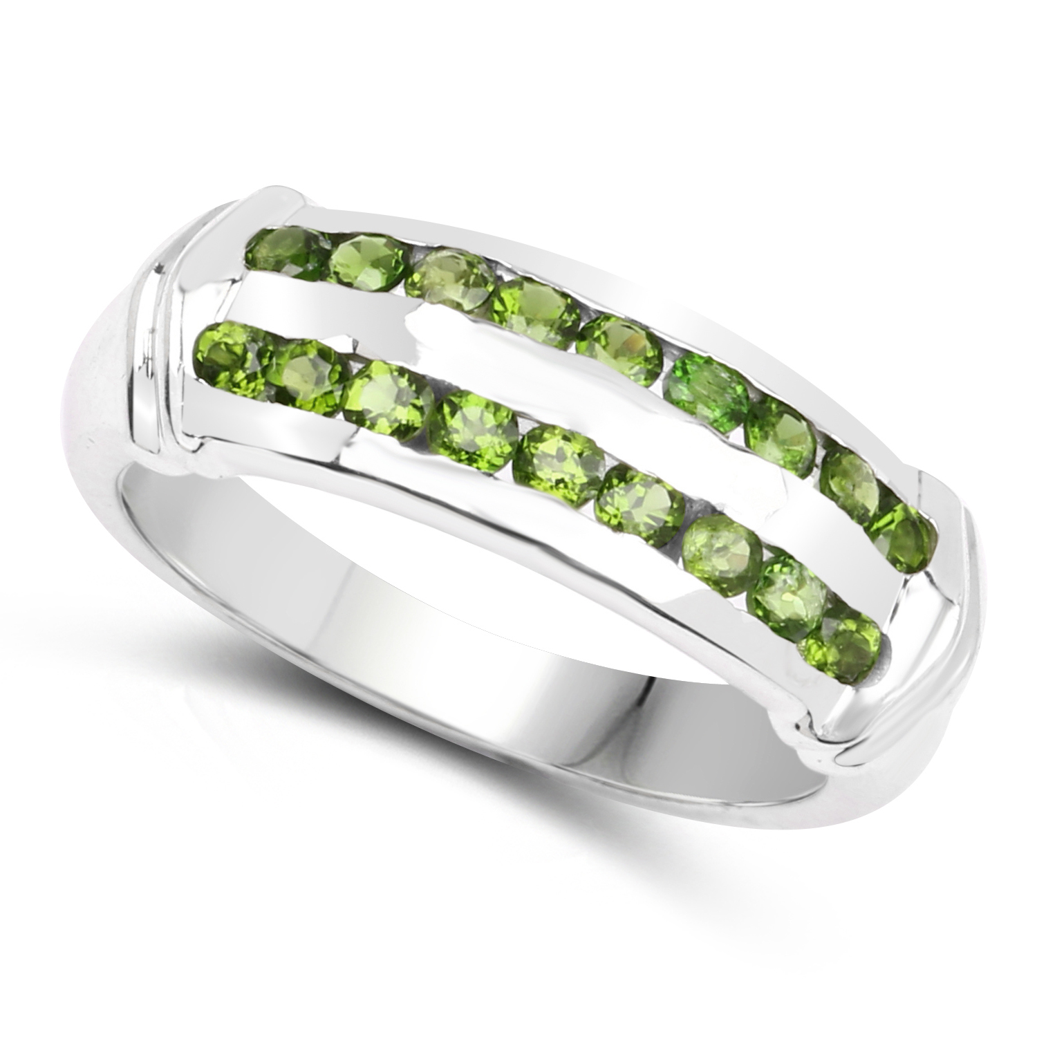 0.72 Carat Genuine Chrome Diopside .925 Sterling Silver Ring