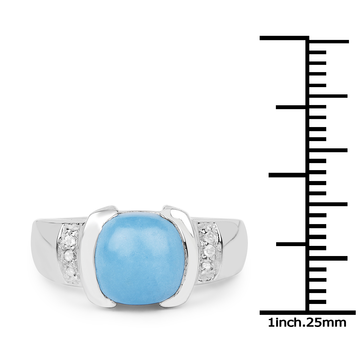 3.07 Carat Genuine Turquoise & White Sapphire .925 Sterling Silver Ring