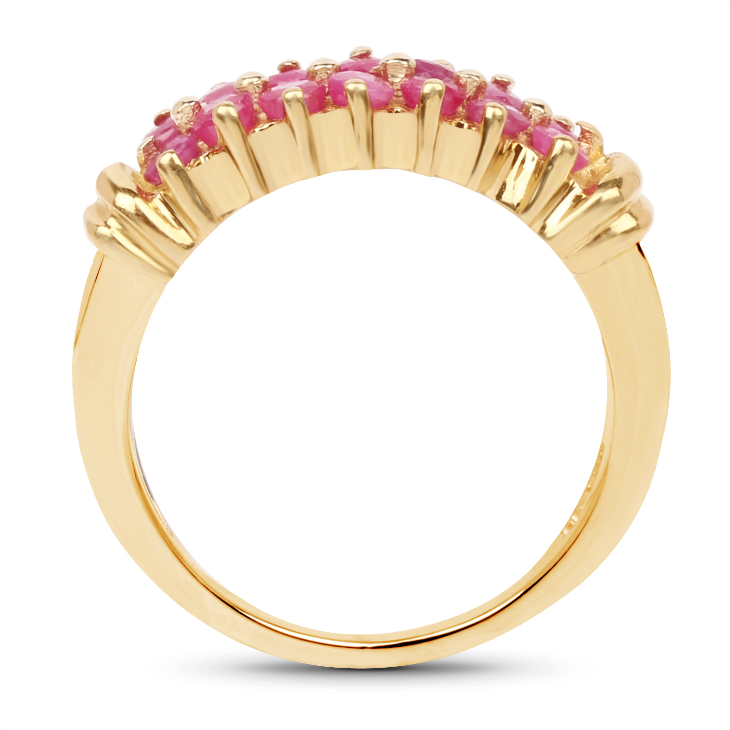 14K Yellow Gold Plated 0.84 Carat Genuine Ruby .925 Sterling Silver Ring