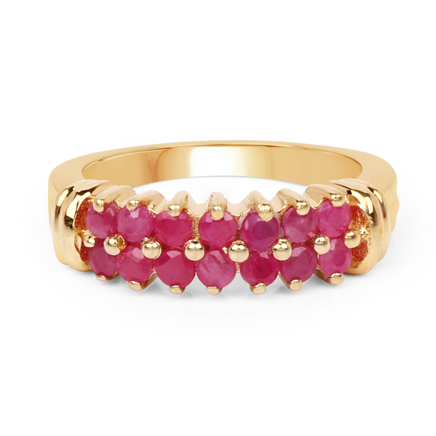 14K Yellow Gold Plated 0.84 Carat Genuine Ruby .925 Sterling Silver Ring