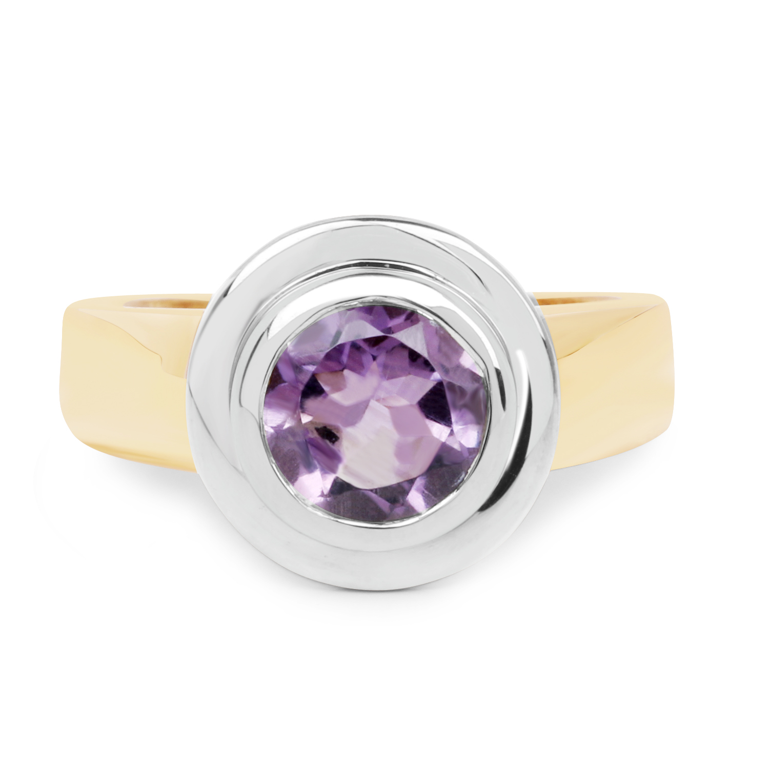 14K Yellow Gold Plated 2.25 Carat Genuine Amethyst .925 Sterling Silver Ring