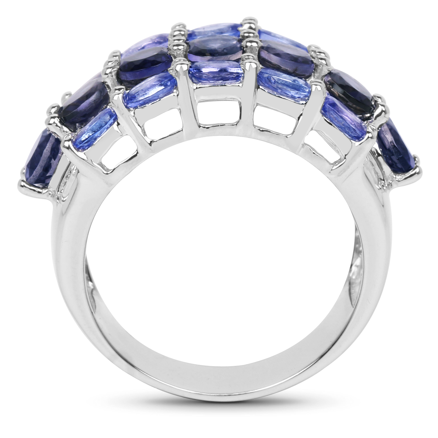 3.87 Carat Genuine Tanzanite and Iolite .925 Sterling Silver Ring