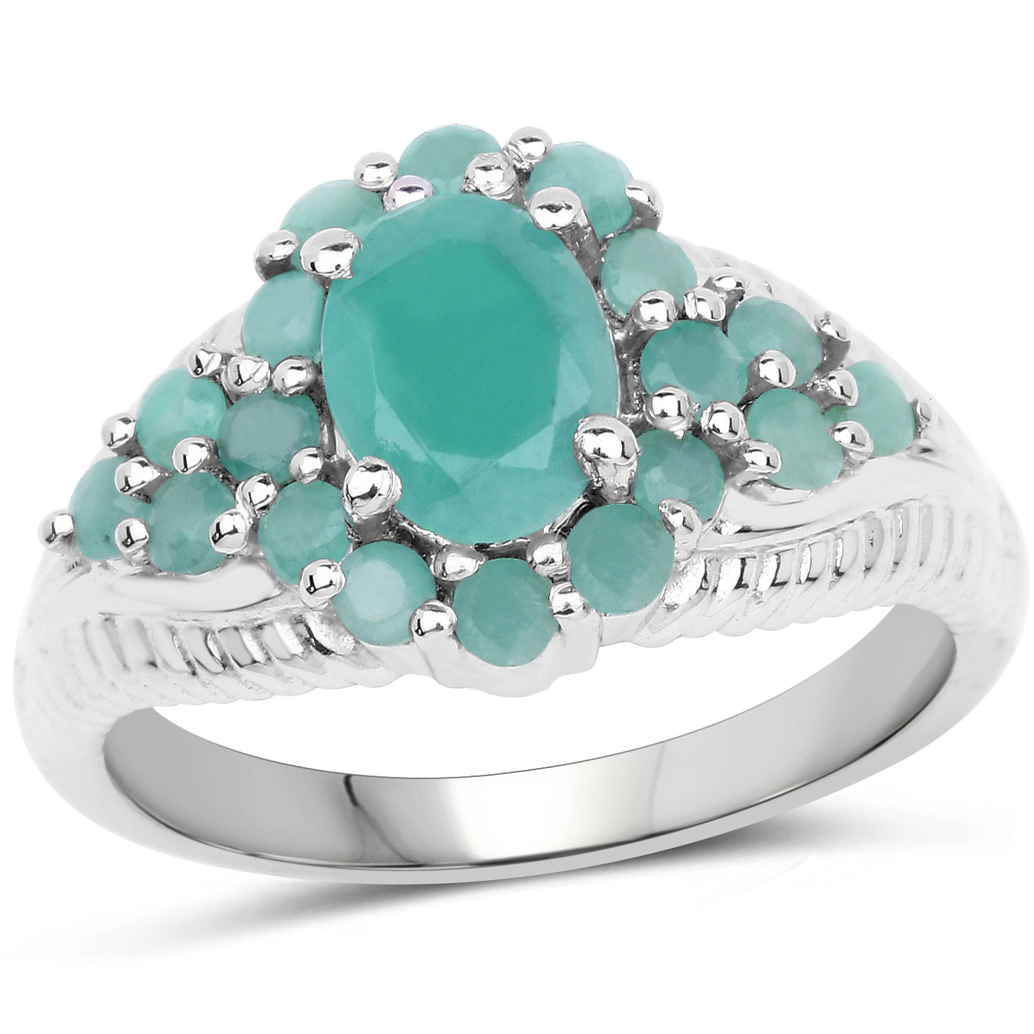 2.13 Carat Genuine Emerald .925 Sterling Silver Ring