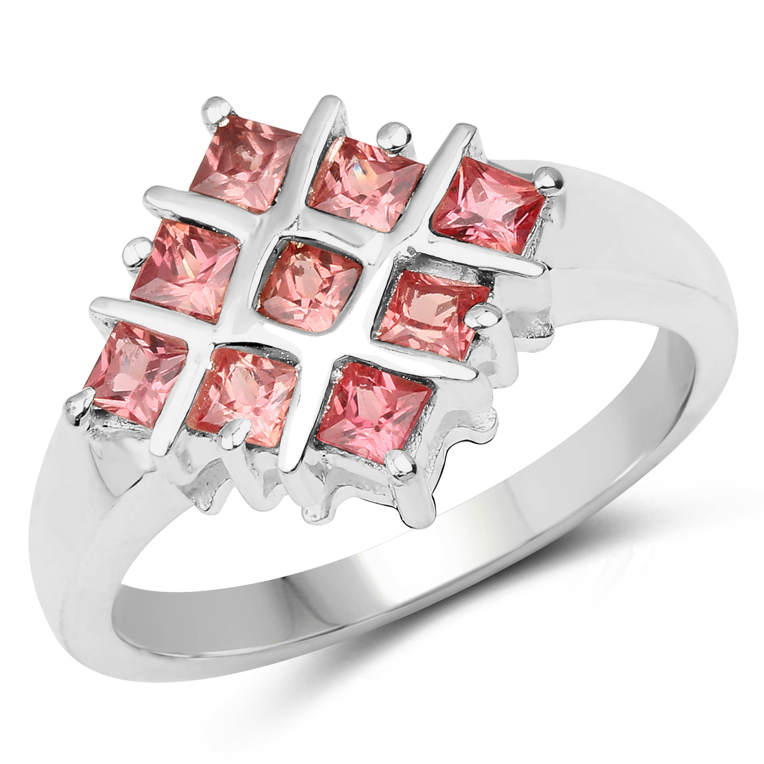 1.08 Carat Genuine Orange Sapphire .925 Sterling Silver Ring