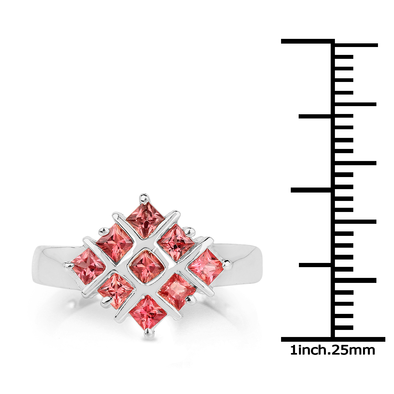 1.08 Carat Genuine Orange Sapphire .925 Sterling Silver Ring