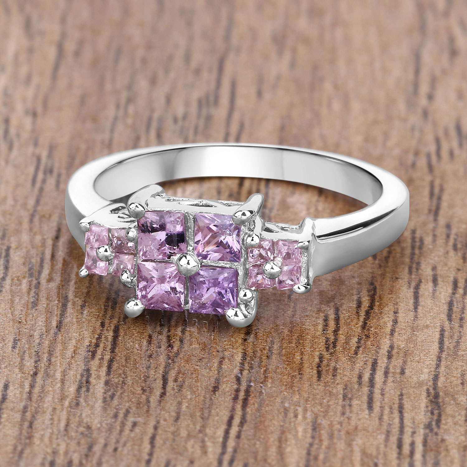 0.96 Carat Genuine Pink Sapphire  .925 Sterling Silver Ring