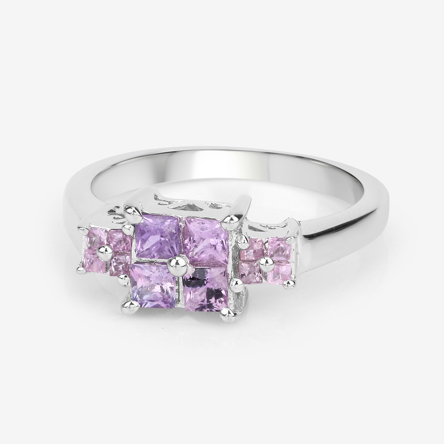0.96 Carat Genuine Pink Sapphire  .925 Sterling Silver Ring