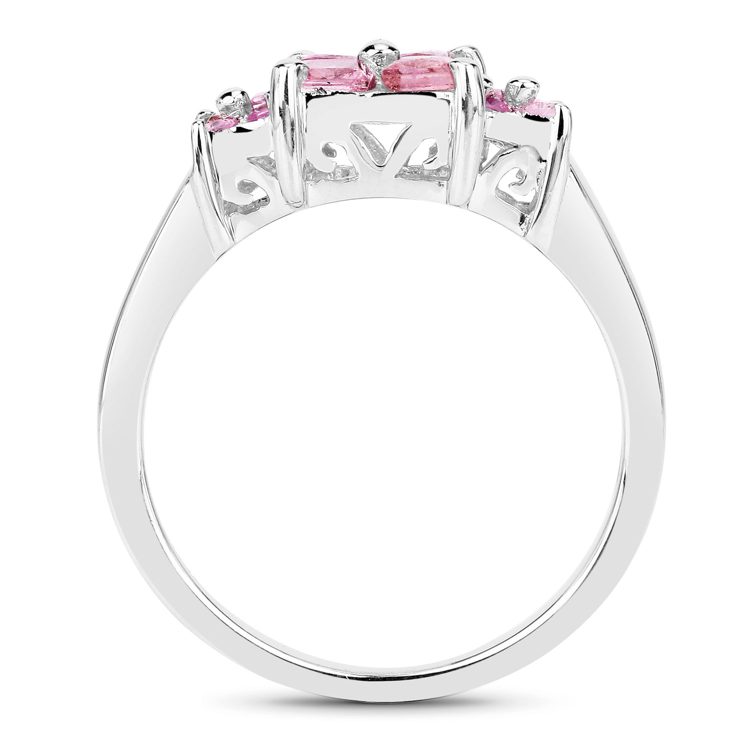 0.96 Carat Genuine Pink Sapphire  .925 Sterling Silver Ring