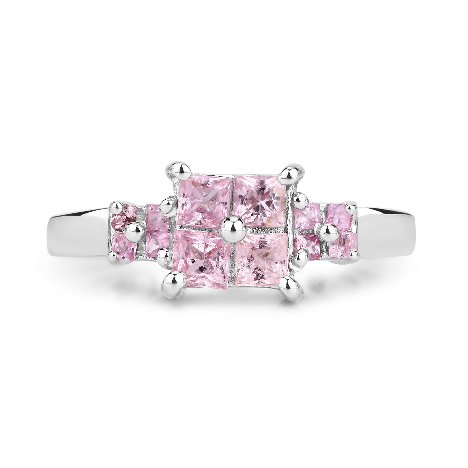 0.96 Carat Genuine Pink Sapphire  .925 Sterling Silver Ring