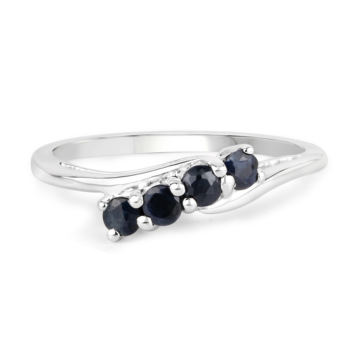 0.40 Carat Genuine Black Sapphire .925 Sterling Silver Ring