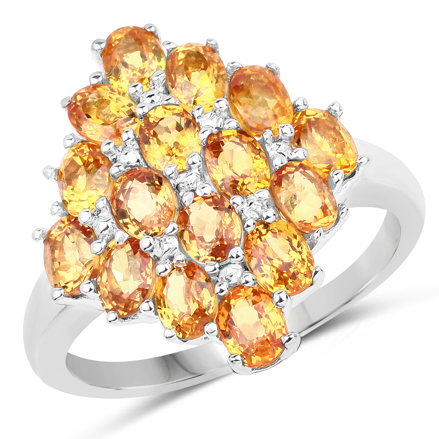 3.20 Carat Genuine Orange Sapphire .925 Sterling Silver Ring