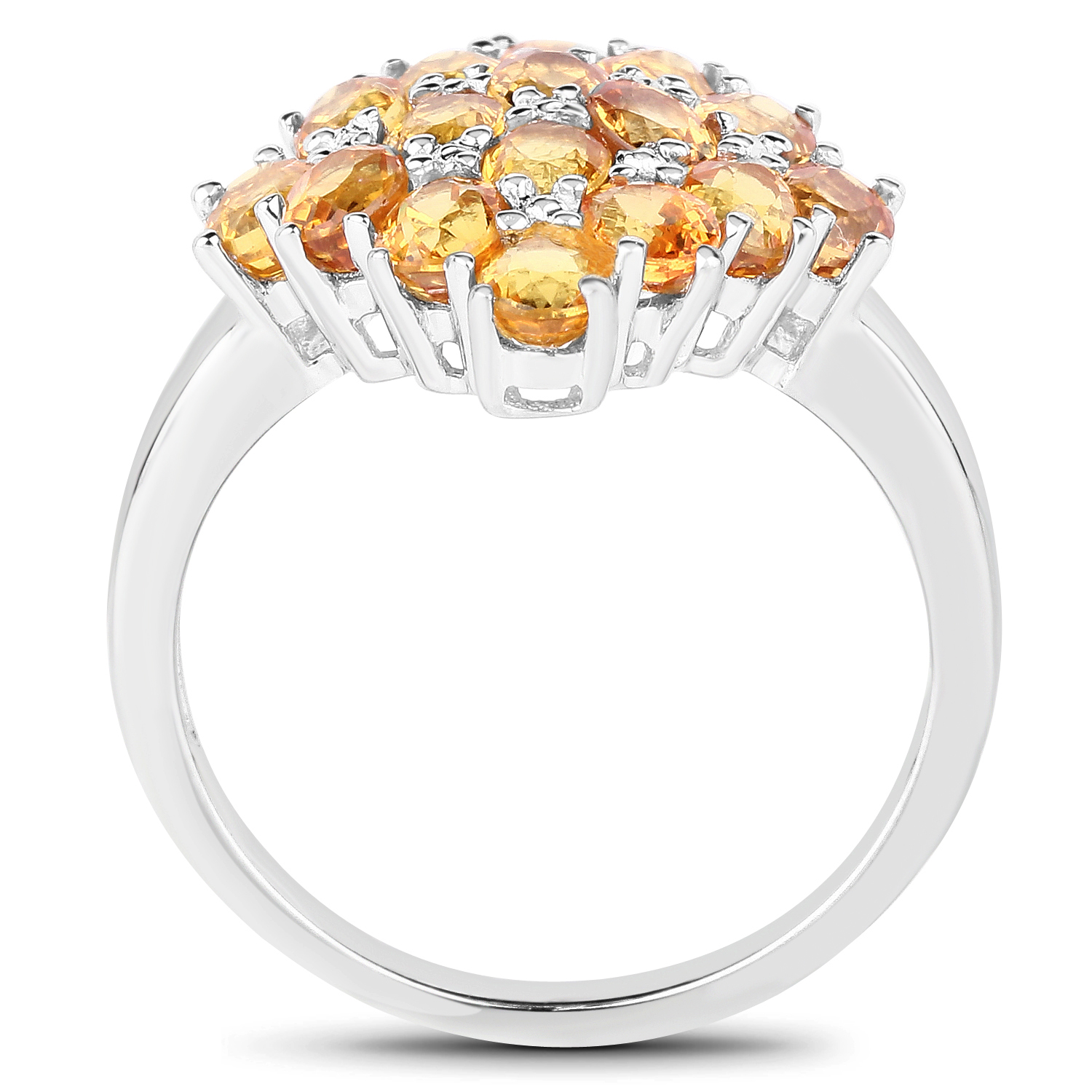 3.20 Carat Genuine Orange Sapphire .925 Sterling Silver Ring