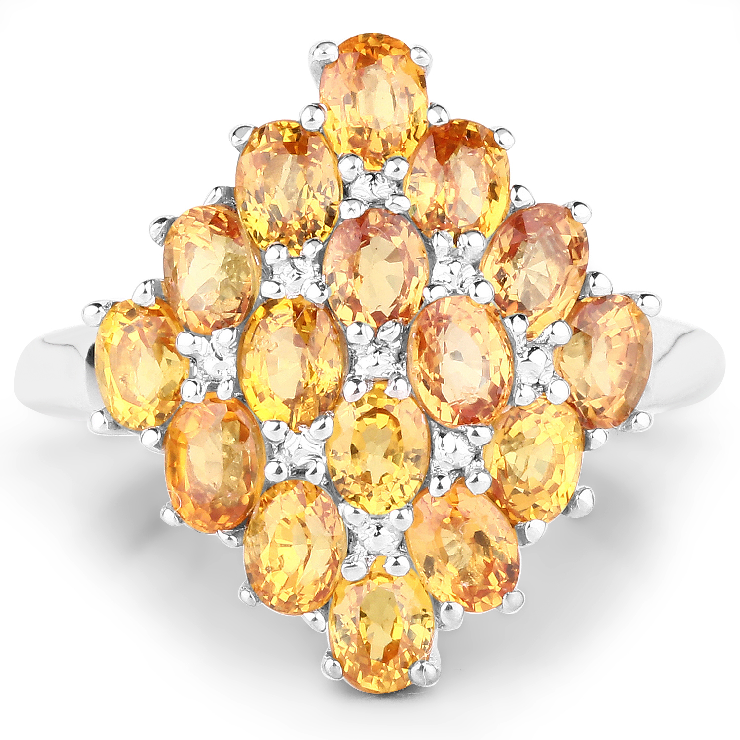 3.20 Carat Genuine Orange Sapphire .925 Sterling Silver Ring