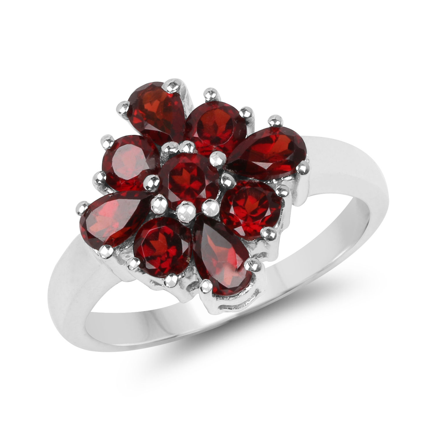 2.10 Carat Genuine Garnet .925 Sterling Silver Ring