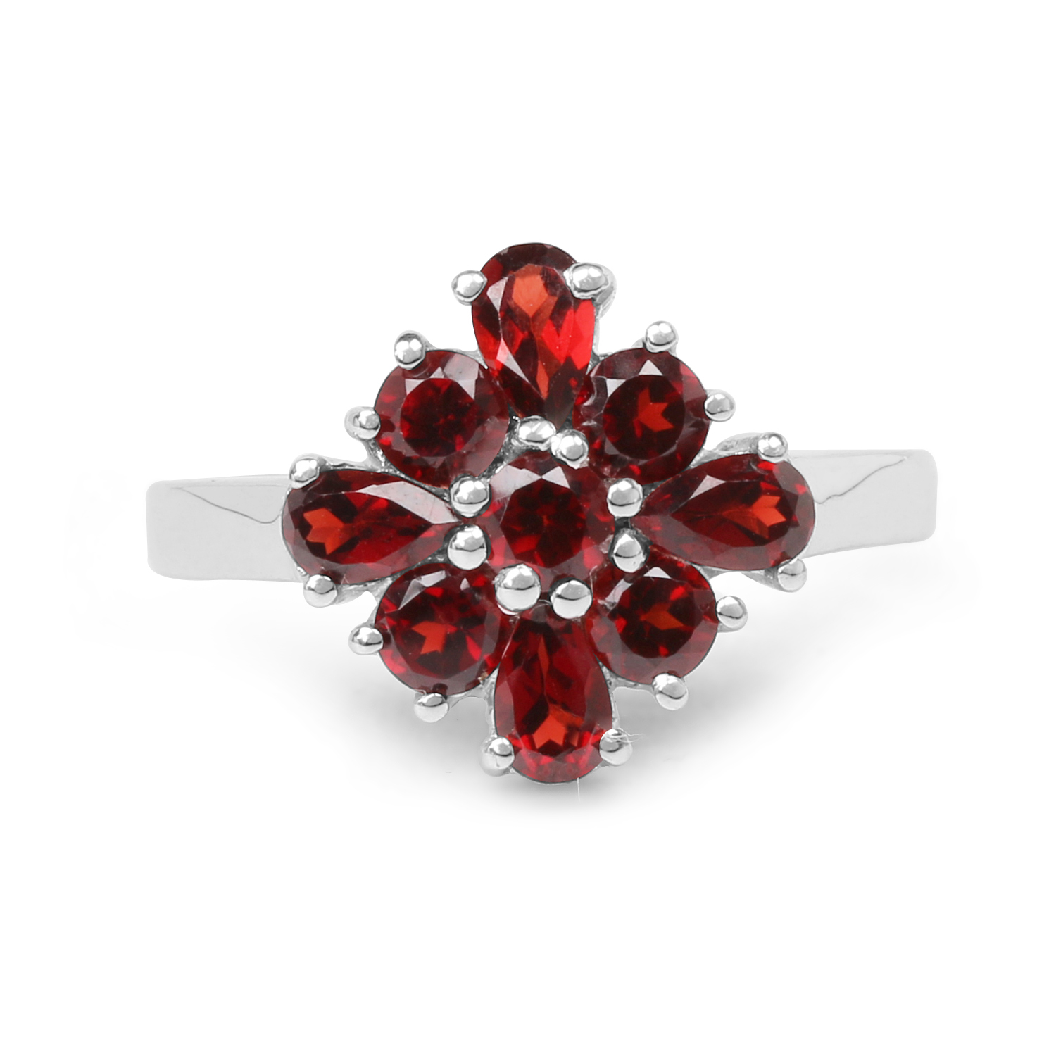 2.10 Carat Genuine Garnet .925 Sterling Silver Ring