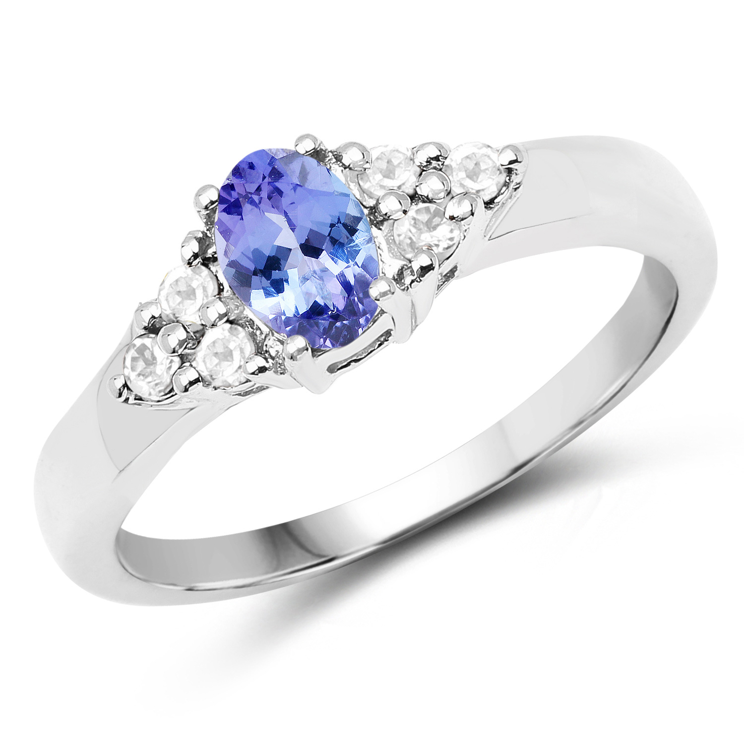 0.62 Carat Genuine Tanzanite .925 Sterling Silver Ring