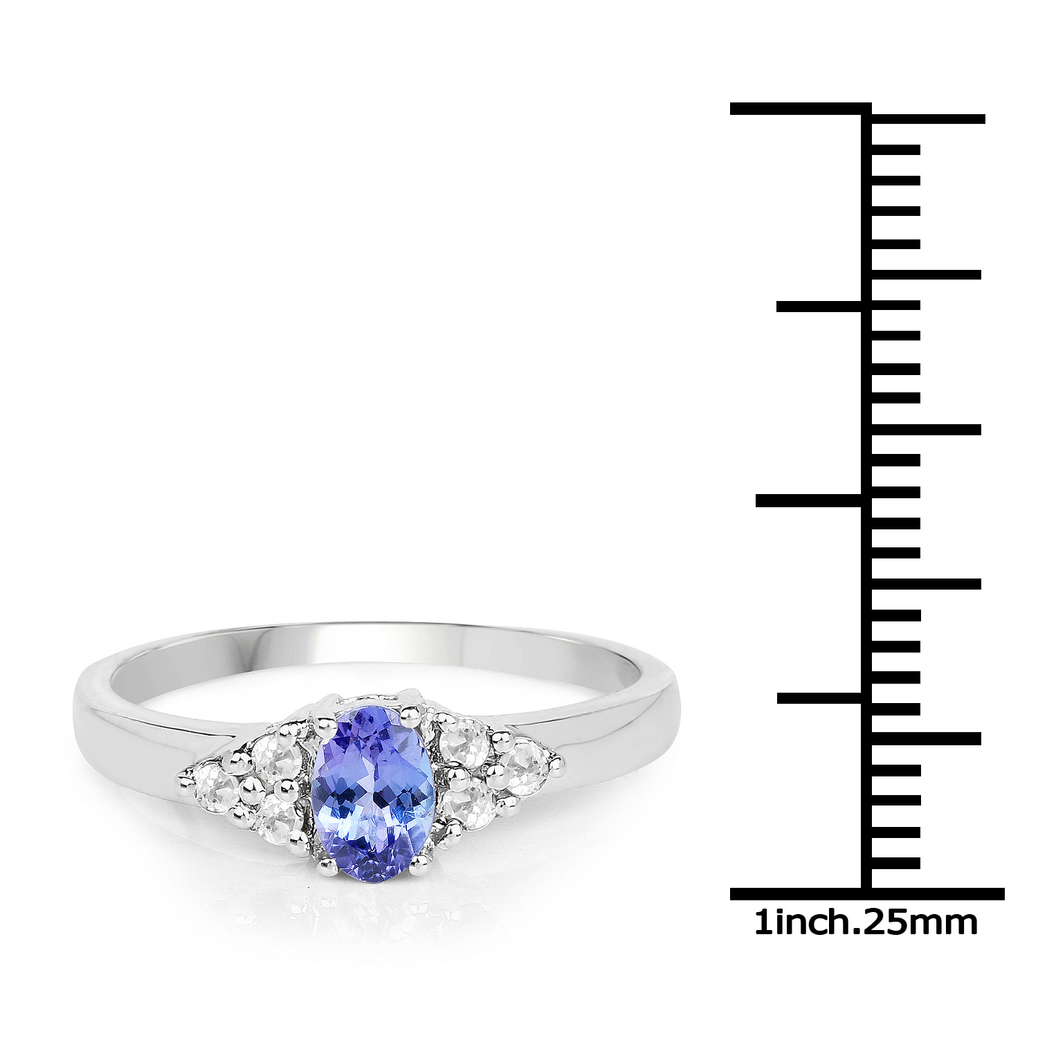 0.62 Carat Genuine Tanzanite .925 Sterling Silver Ring