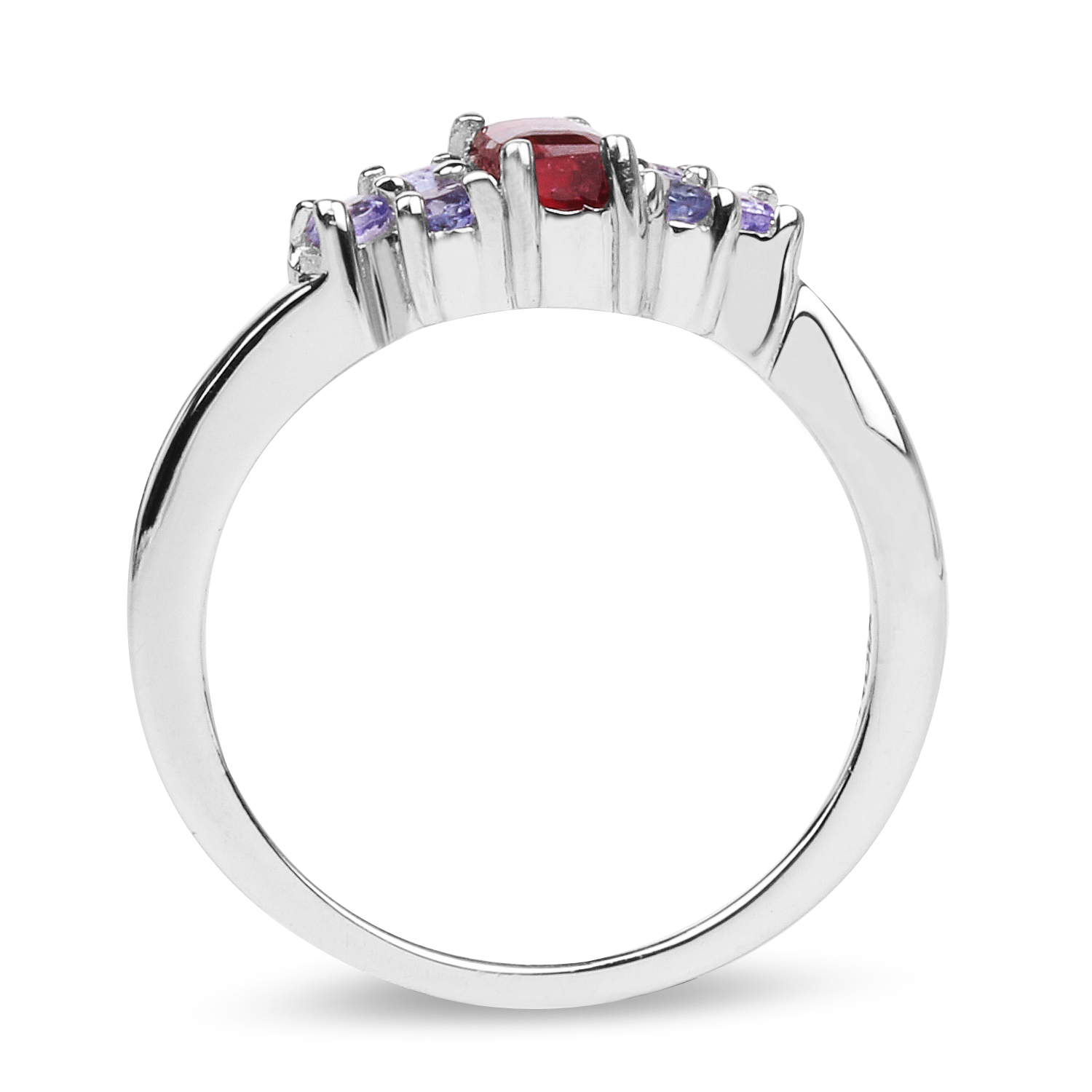 0.61 Carat Glass Filled Ruby and Tanzanite .925 Sterling Silver Ring