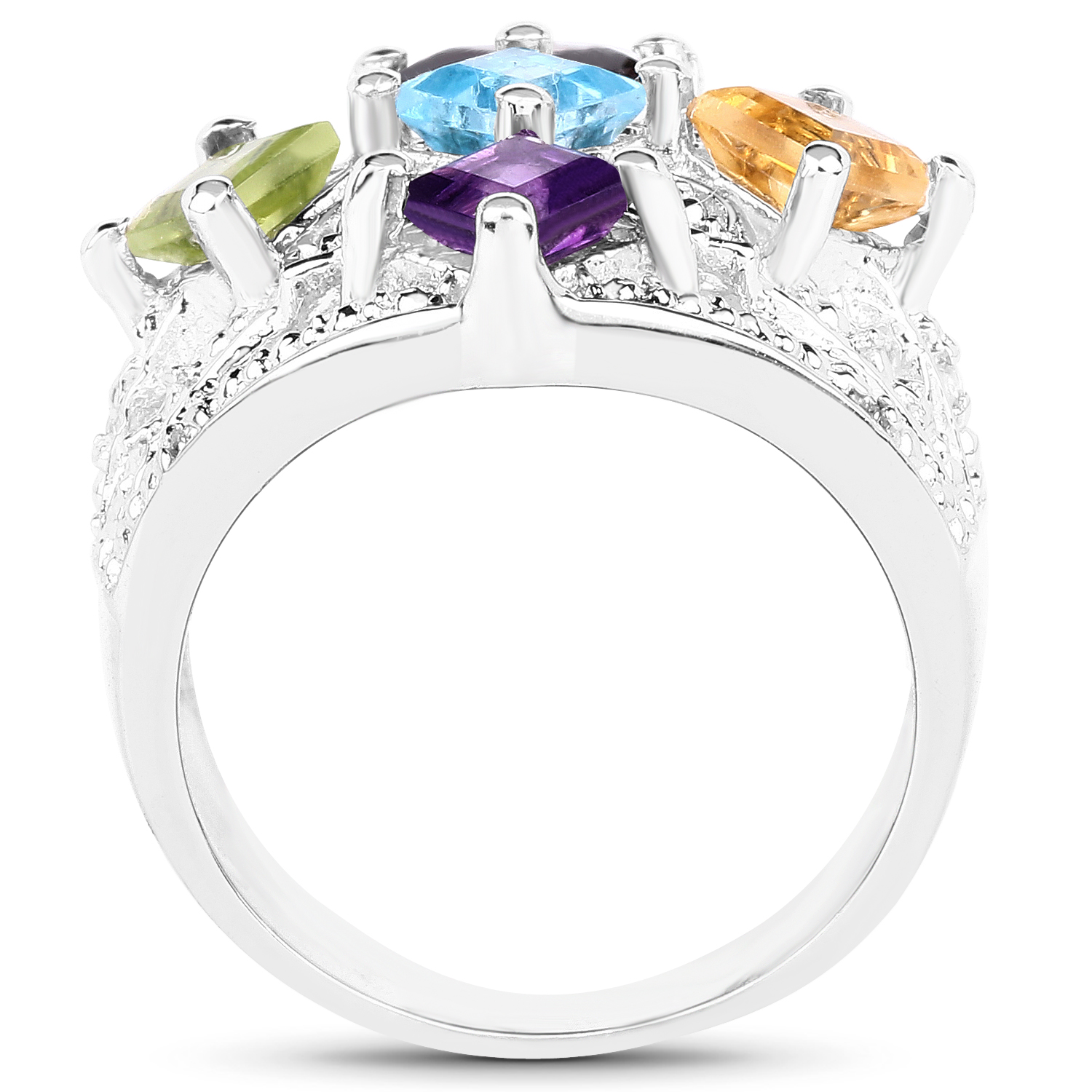 1.67 Carat Genuine Multi Stone .925 Sterling Silver Ring