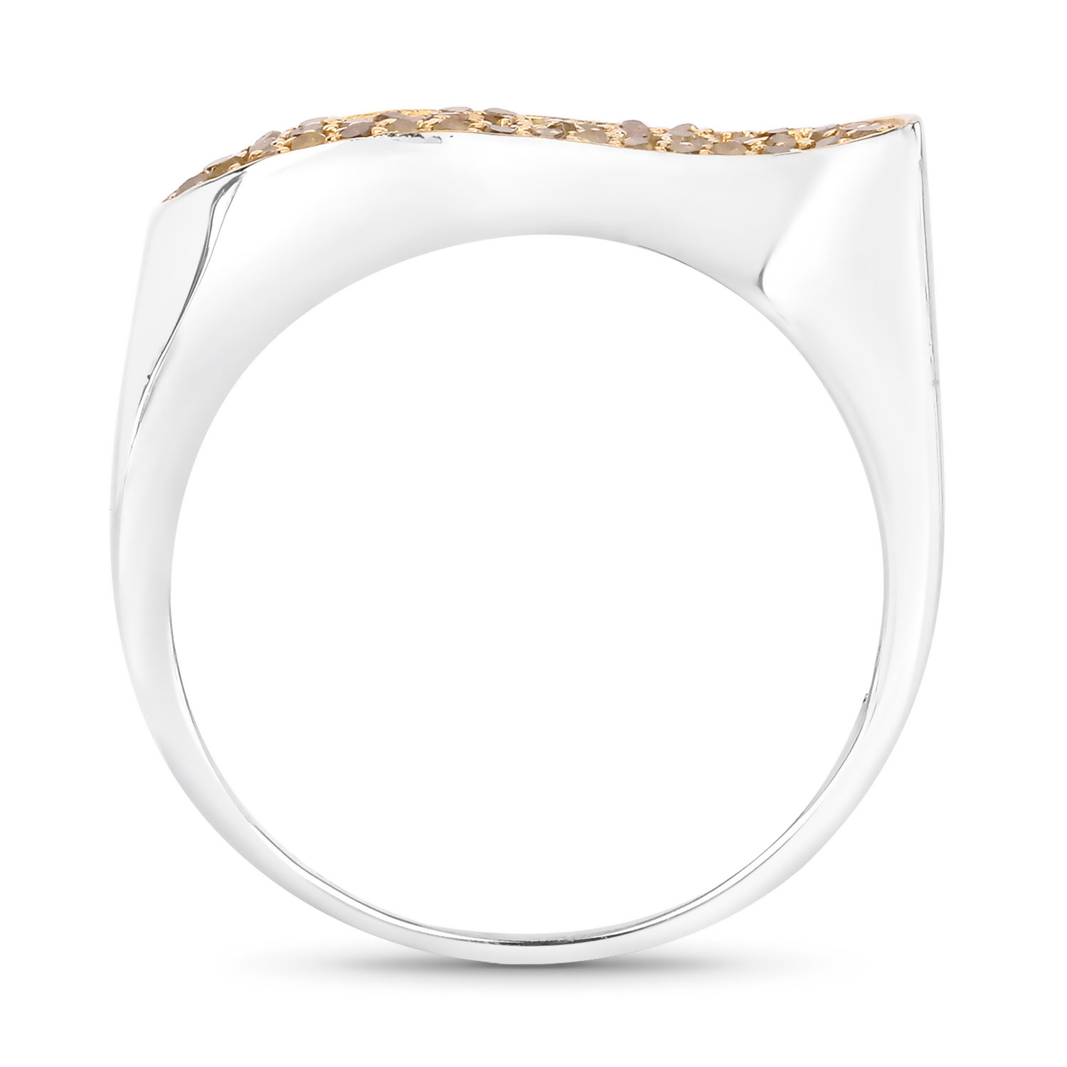 0.21 Carat Genuine Yellow Diamond .925 Sterling Silver Ring