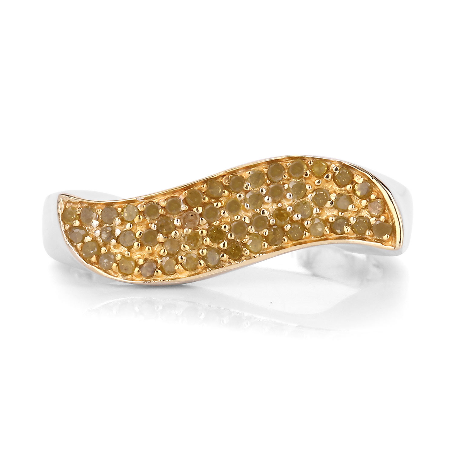 0.21 Carat Genuine Yellow Diamond .925 Sterling Silver Ring