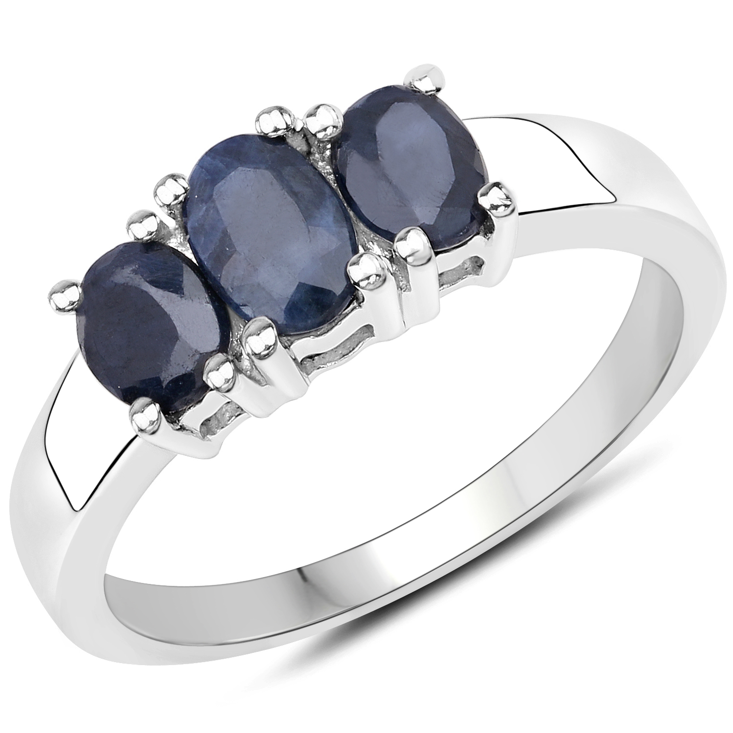 1.55 Carat Genuine Black Sapphire .925 Sterling Silver Ring
