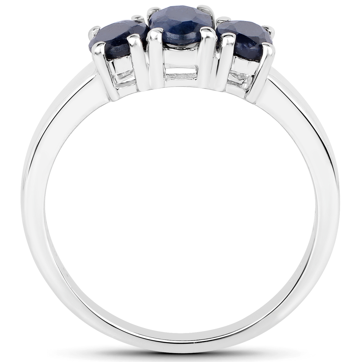 1.55 Carat Genuine Black Sapphire .925 Sterling Silver Ring