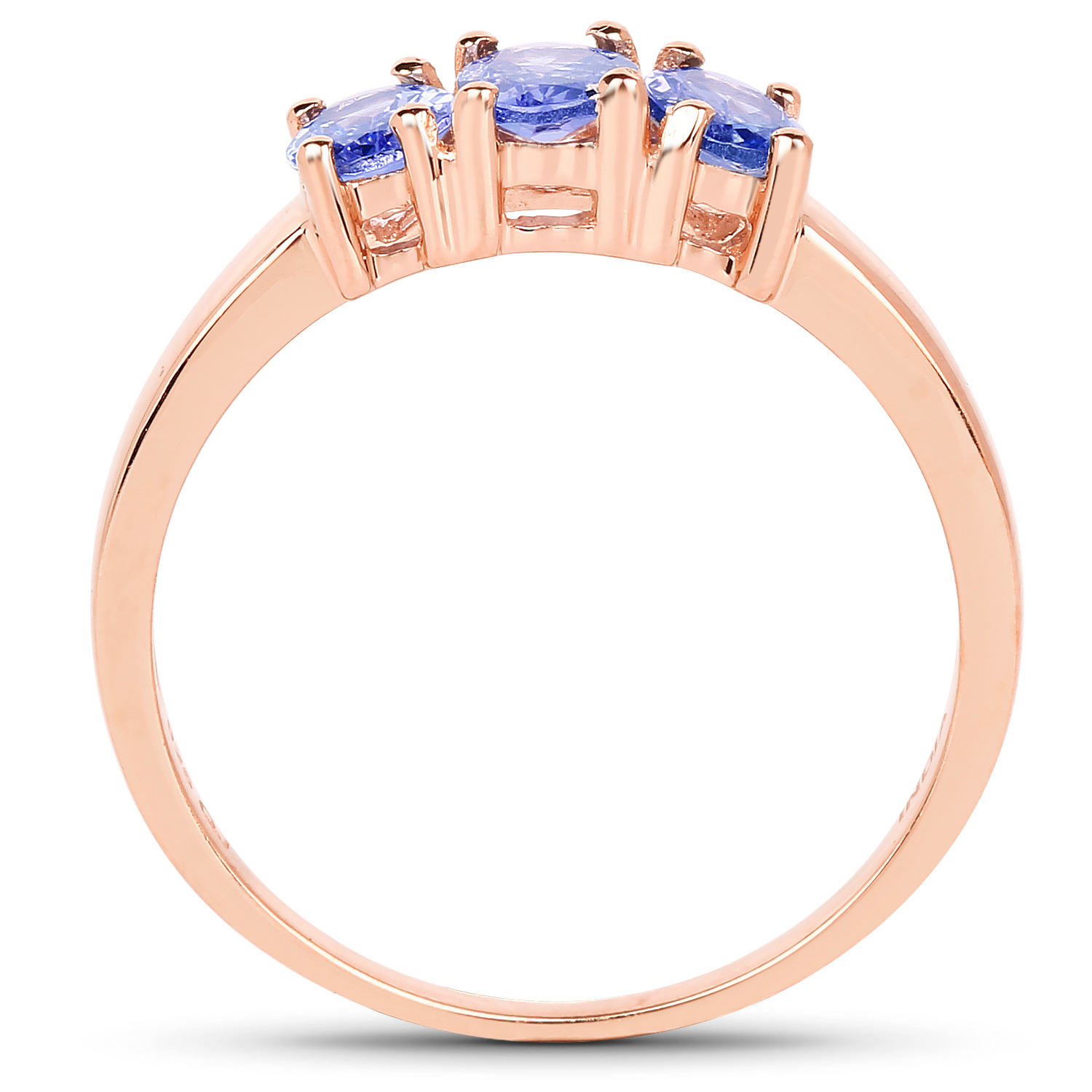 18K Rose Gold Plated 1.10 Carat Genuine Tanzanite .925 Sterling Silver Ring