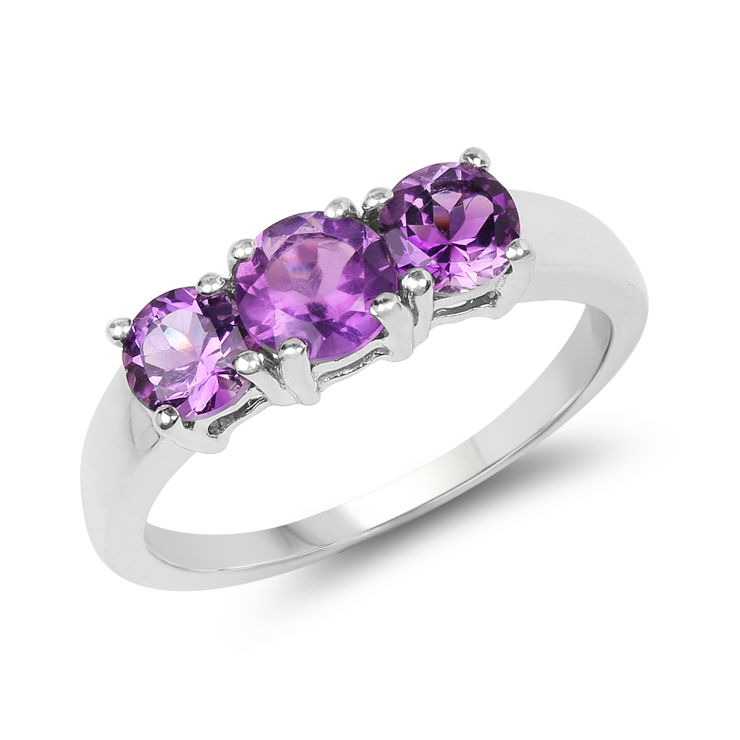 1.63 Carat Genuine Amethyst .925 Sterling Silver Ring