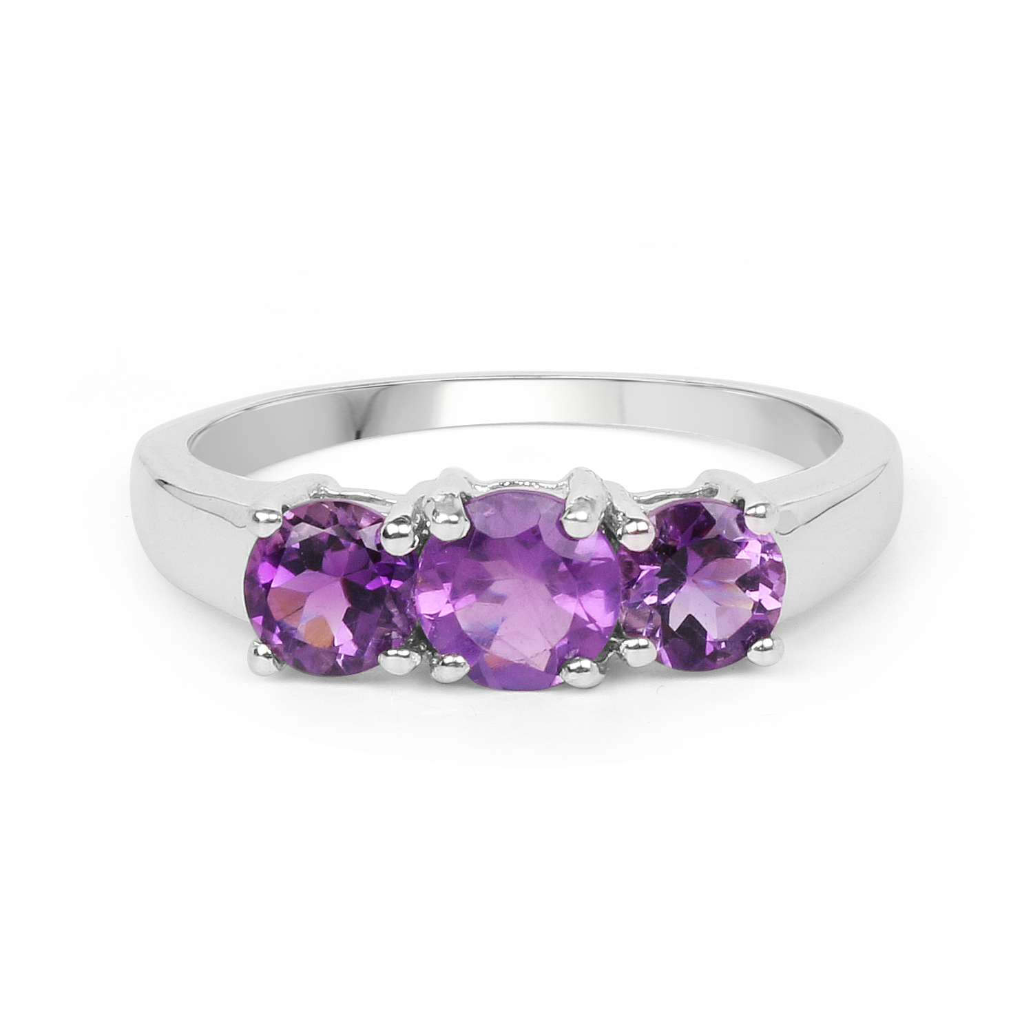 1.63 Carat Genuine Amethyst .925 Sterling Silver Ring