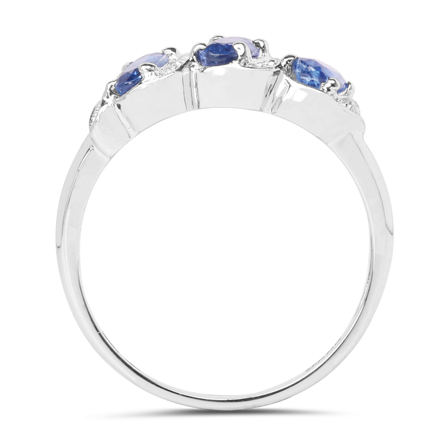 0.98 Carat Genuine Kyanite and White Topaz .925 Sterling Silver Ring