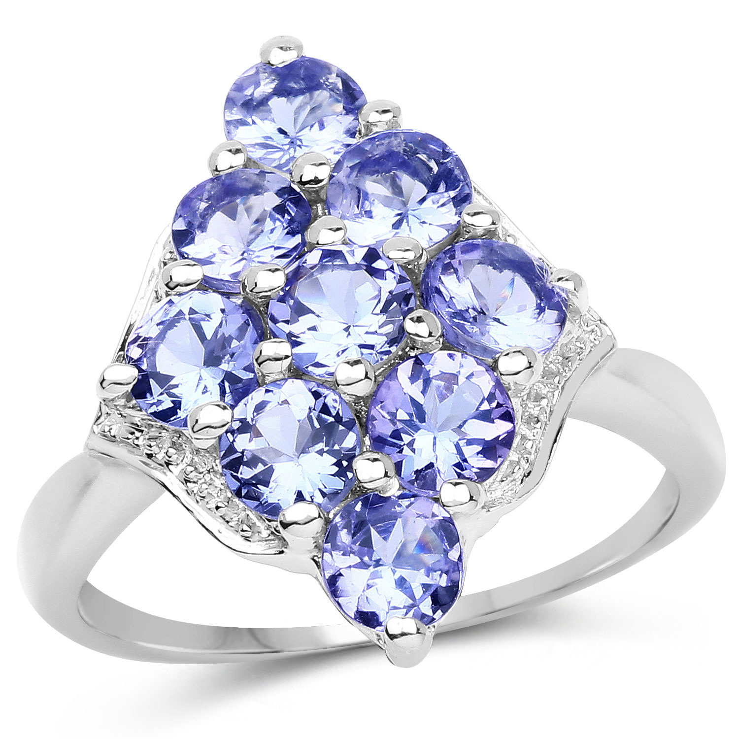 2.07 Carat Genuine Tanzanite .925 Sterling Silver Ring